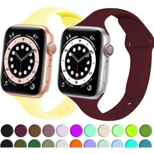 Slim Strap For Apple Watch Band 38mm 42mm 40mm 44mm correa Smart Watch Narrow Thin Silicone Bracelet iwatch serie 6 SE 5 4 3 2 1