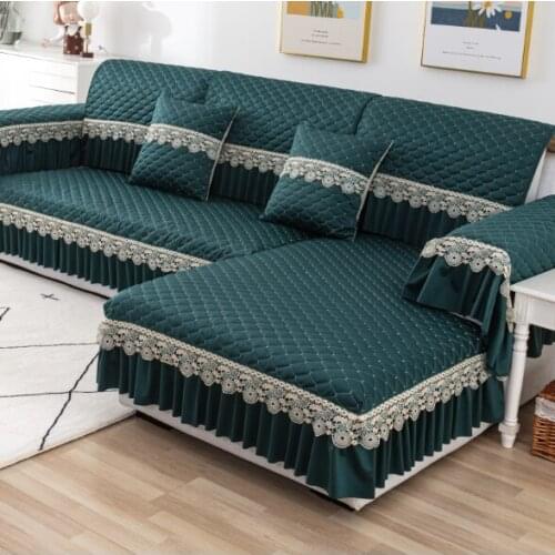 Luxury Lace Sofa Cover 1 2 3 4 Seater Floral Couch Slipcover Protector Armrest Chair Cover Non-slip European Furniture Towel