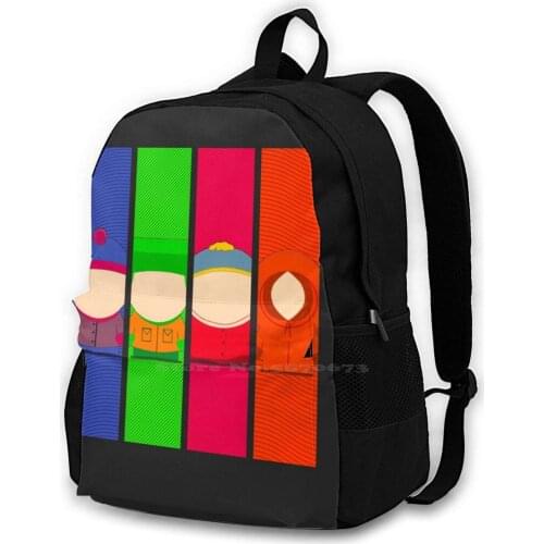 School Bags For Teenage Girls Laptop Travel Bags Pop Art Style New Season Southpark Tv Show Cartman Colors Kenny Kyle Stan Soos