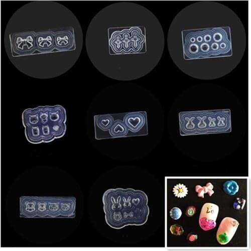 3D Carving Silicone Mold Nail Stamping Camellia/Shell/Bow Tie/Star Pattern DIY UV Gel Acrylic Crystal Nail Template AI Style