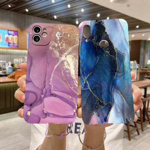 Painted Marble Case For Huawei P30 Lite 10i Pro P40 Honor 10 20 9 9X 30i Mate 8A 8S 9C 20E Watercolor Silicone Back Phone Cover