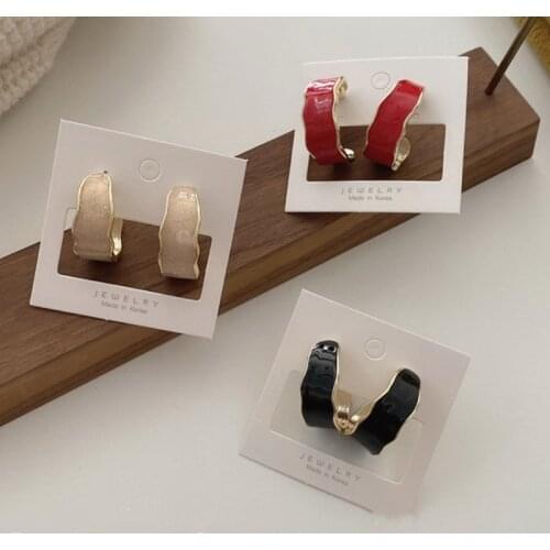 U-Magical Minimalist Multicolor Enamel Irregular Geometrical Hoop Earrings for Women C Shape Transparent Earrings Jewellery