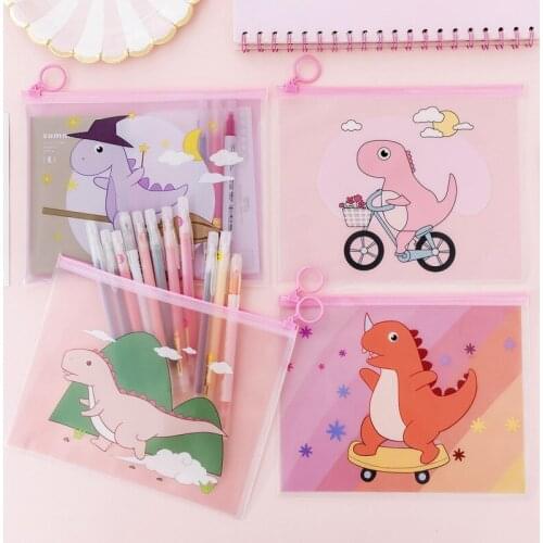 Magic Dinosaur Transparency Zipper Transparent PVC A5 File Folder Document Filing Bag Stationery Bag