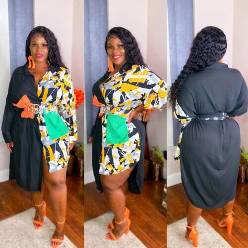 Elegant Shirt Long Sleeve Dress Women Patchwork Leopard Printed Loose Plus Size 4XL 5XL Pockets Work Office Dresses Outfits