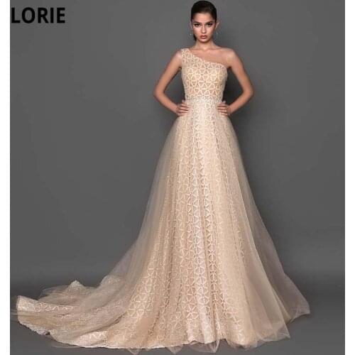 LORIE One-Shoulder A-line Prom Dresses 2021 Vestidos De Festa High Quality Tulle Special Occasion Evening Party Gowns With Sash
