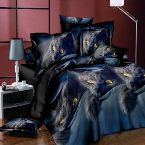 2Pcs/3Pcs 3D Cat Printing Bedclothes Quilt Cover Pillow Case Bedding Decor Winter Comfortable Bedding Sets
