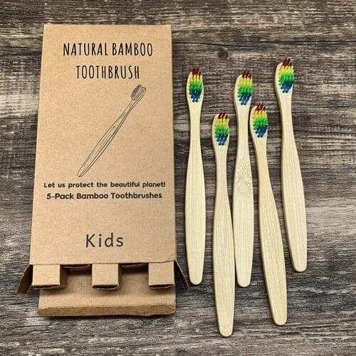 Eco-friendly 5pcs Kids Natural Bamboo Toothbrush Soft Bristle Charcoal Teeth Whitening Bamboo Toothbrushes Soft Dental Oral Care