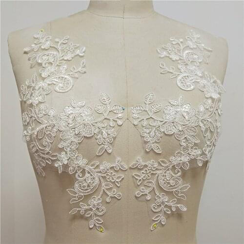 10 PCS French Lace Wedding Dress Applique DIY Bridal Headdress Ivory Lace Collar Lace Fabric Patch