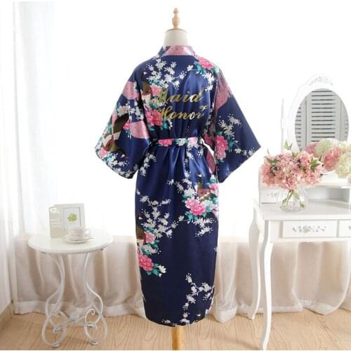 BALDAUREN 2021 Summer And Autumn Long And Short Peacock Bronzing Maid of Honor Bride Cardigan Dressing Gown Robe Hot Sale