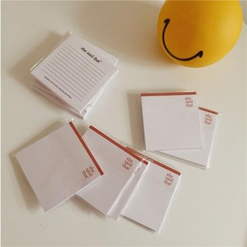 Ins Simple Style Memo Pad Horizontal Line Red Border Student Study Notes Stationery Office Message Paper 50 Sheets She Said That