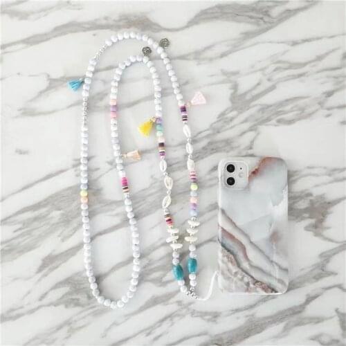 Fashion Colorful Bohemia Charm Tassels Strap Mobile Chain Multi Color for Women Girls Phone Choker Necklace Strap Lanyard Gift