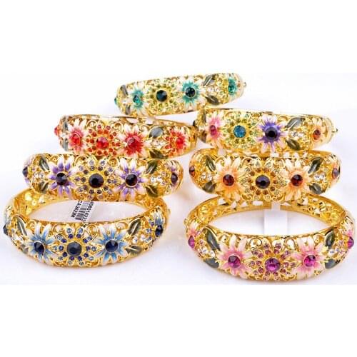 Double-layer wide cloisonne bracelet national wind hollow crystal female bracelet jewelry for 1pcs