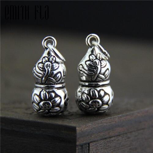 Emith Fla 100% 925 Sterling Silver Lotus Gourd Charm Fit Bracelet Earring Authentic DIY Pendant Jewelry Accessories