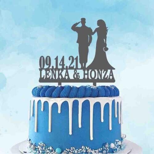 Personalized Military Cake Topper Custom Couple Name Wedding Date Army, Navy, Air Force Marines Wedding Cake Topper