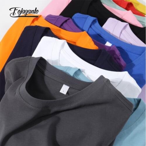 FOJAGANTO Mens Short-Sleeved T-Shirt Tide Brand Solid Color Round Neck Pullover Top Loose Casual Basic T-Shirt Man