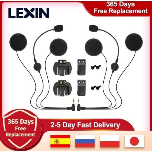 2PCS Brand Lexin intercom Headset & Clip Set Accessories for LX-R6 Bluetooth Helmet Interphone Intercom Headphone Jack Plug
