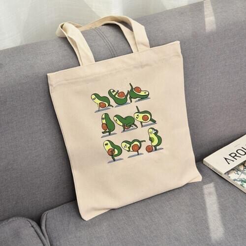 Women Shopping Bag Woman Canvas Fabric Shoulder Bag Eco Bag Reusable Bag Shopper Bags Student Book Bag Aesthetic Avocado Print