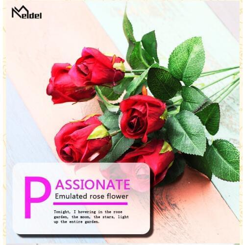 1Bunch Fresh Artificial Rose Flowers 7 Heads Romantic DIY Fake Silk Floral Bouquet for Wedding Back Table Party Home Decor Flore