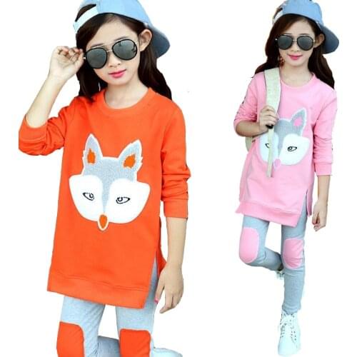 Girls Clothing Sets Autumn Long Sleeve T-shirt+Pants Tracksuit Cotton Clothes Suit Childrens Sports Suits Kids Set 6 8 10 Years