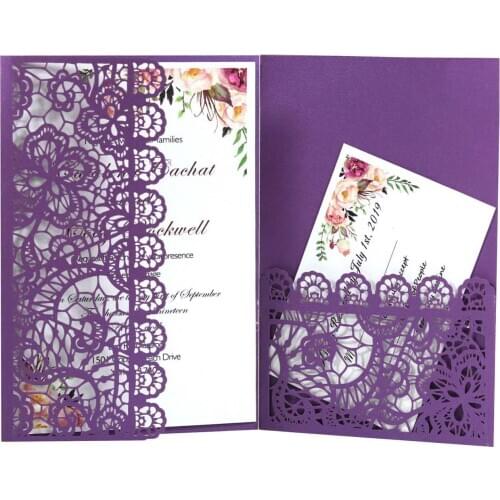 10pcs Elegant plant laser cutting wedding invitation card hollow greeting card business RSVP card decoration party supplies