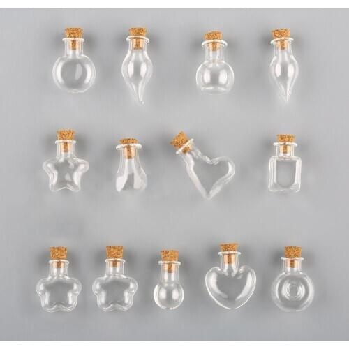 5Pcs Cork Stopper Mini Empty Glass Bottle Tiny Glass Jars With Cork Decorative Wish Glass Jars Wedding Holiday Small Containers