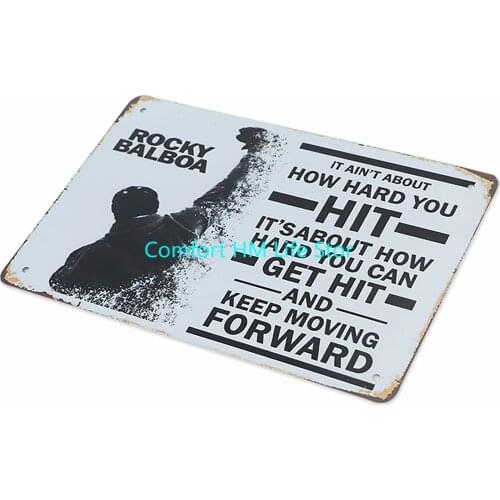 Meow Print Rocky Balboa Boxing Bar Man Cave Tin Sign Vintage Retro Signs 8x12IN
