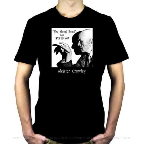 Aleister Crowley Mens T-Shirt The Great Beast 666 Occult Black Magician Satan Loose Plus Size Tee Shirt