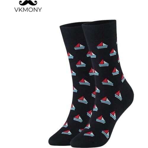 Cotton man socks sailboat men thin summer socks soft brand man crew socks UK SIZE 7-11 EUR SIZE 40-46 1008 VKMONY
