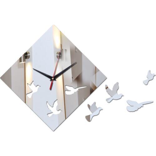 New modern style quartz wall clocks birds decor wall watches for living room study diy mirror acrylic material wall stickers