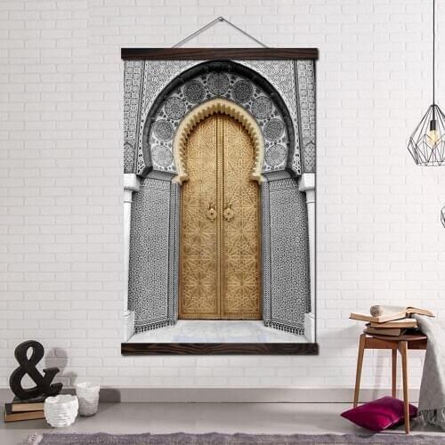 Posters and Prints Scroll Canvas Painting Wall Art Decor Print Wall Picture Frame Painting Home Decoration Islamic Oriental Door