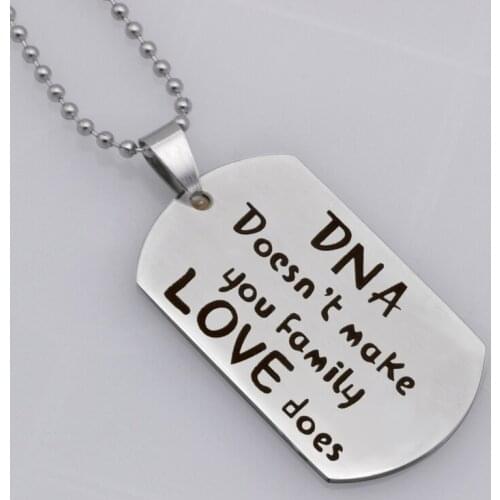 DNA does't make your family love does stainless steel jewelry family gift Customed picture necklaceN422