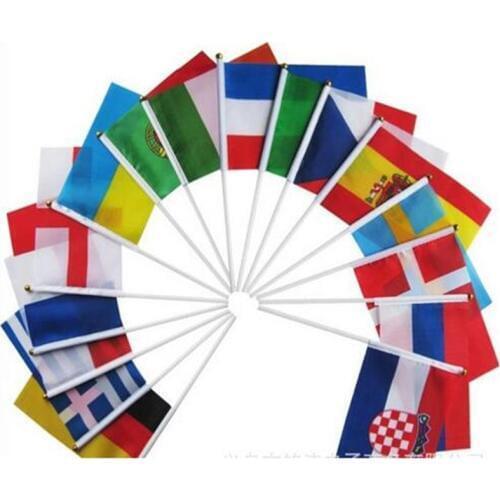Hand held flags with poles Word Cup 32 Countries Small Hand National Flags 14*21CM Flying Banner Flags Party Decorations