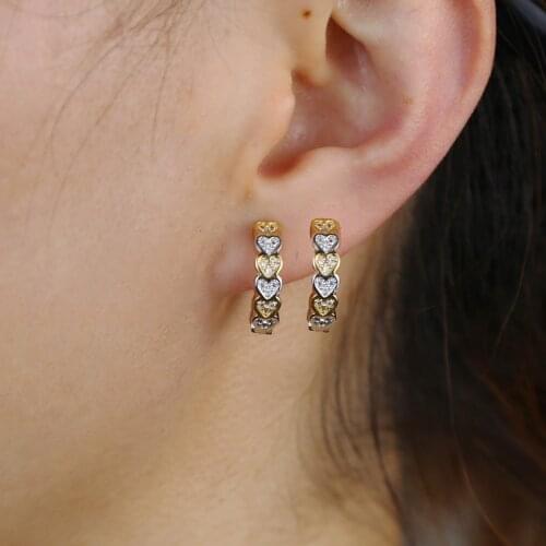 Gold silver color cz heart huggie hoop earring for girlfriend 2020 new arrived fahshion jewelry