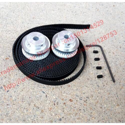 2pcs 36 teeth GT2 Timing belt Pulley Bore 6.35mm + 2 Meters GT2 timing Belt Width 6mm 2GT timing belt pulley
