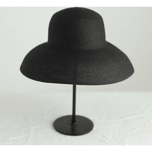 New Vintage Foldable Ladies Sun Hats Travel Holiday Retro Round Top Big Straw Visor Hats For Women Beach Cap sombreros de mujer