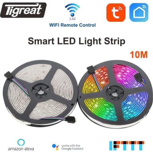 Tigreat Smart LED Strip Lights WIFI 10m RGB+W 300pcs LED Light Lamp Kit Remote Timing Voice Control Outdoor Indoor Decoratation