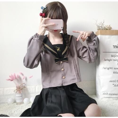 College wind suit Japan DEER ELK JK uniforms soft sister skirt Kansai sailor suit long-sleeved student school uniform jkx115
