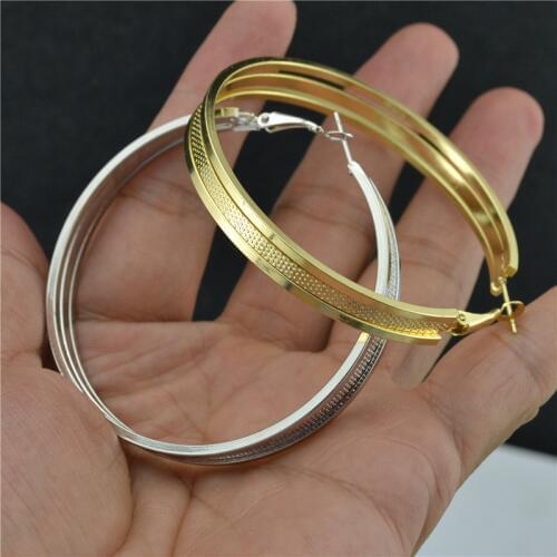 Ladies Hoop Earrings Gold Big Circle Wide Face Scrub Ring Shape Exaggerated Punk Fashion Jewelry Accessories Earrings for women