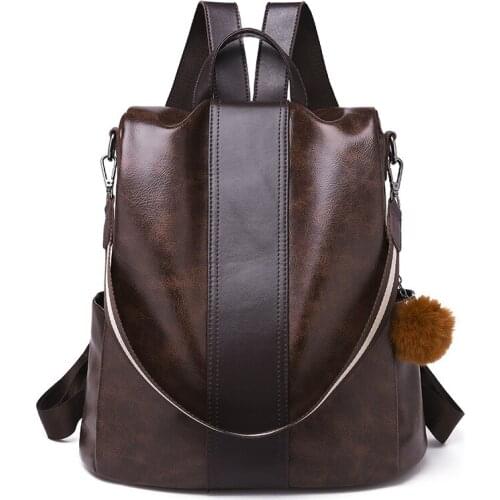 PU Backpack for Women Bag Ladies Leather SchoolBags Large Capacity Female Shoulder Backpack Retro Teenage Student Girls Book Bag