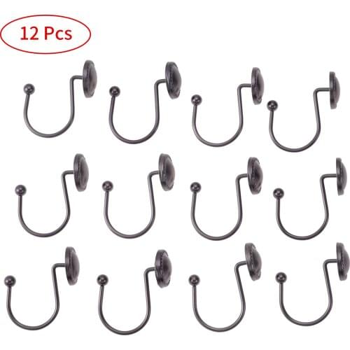 12Pcs Beaded Circle Metal Hooks Shower Rod Hangers Retro Oil Rubbed Shower Curtain Rings Bathroom Bath Curtains Hanging Buckles