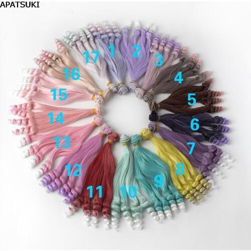 15cm Gradient Color DIY Doll Hair For Barbie Dolls Hair For Blythe Dolls 1/6 1/4 BJD Doll DIY High-temperature Wire Curly Wigs