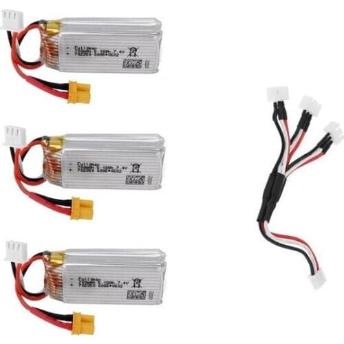 3PCS 7.4V 700mAh 25C Battery + Charging Cable for M03 / E160 RC Helicopter Spare Parts M03-025