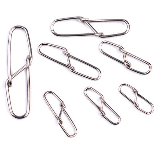 30 PCS / Bag Stainless Super Sharp Pin Steel Hook Quick Clip Snap Lock Swivel Solid Rings Baby Safety Latch Fishing Gear