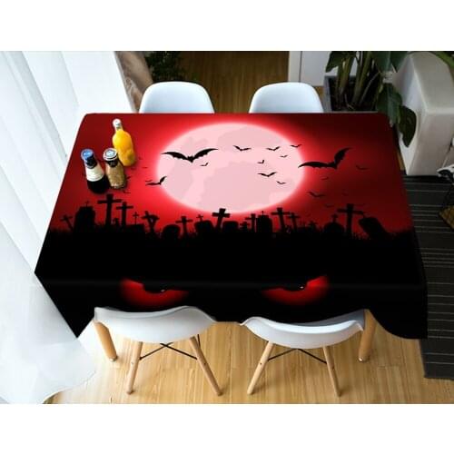 3D Creative Pumpkin Lantern Pattern Tablecloth Waterproof Cloth Thicken Rectangular and Round Table Cloth for Halloween