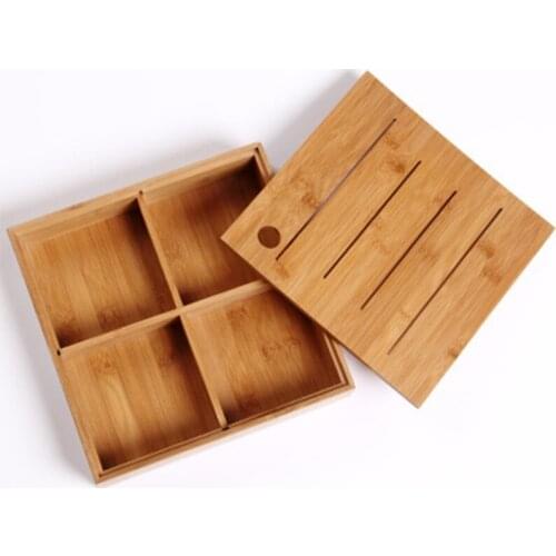 4 Grid Vintage Wooden Storage Divider Box Desk Organizer for Candy Snacks Jewelry Nuts Plate Tray