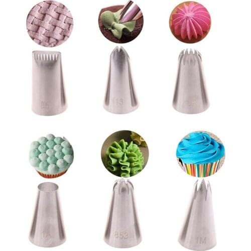 6PC Stainless Steel Decorating Mouth Lcing Piping Nozzles Bakery DIY Cake Making Cream Kitchen Pastry Decorating Baking Tools