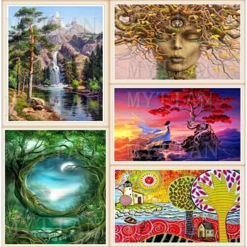 Diamond Painting Tree girl Scenery Square/Round 5D Diamond embroidery Cross stitch Diamond Wall Painting home art decor gift