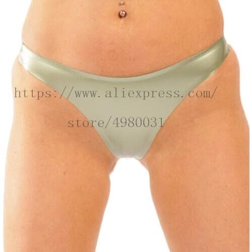 Bling sexy latex briefs womens latex T-back in silver color