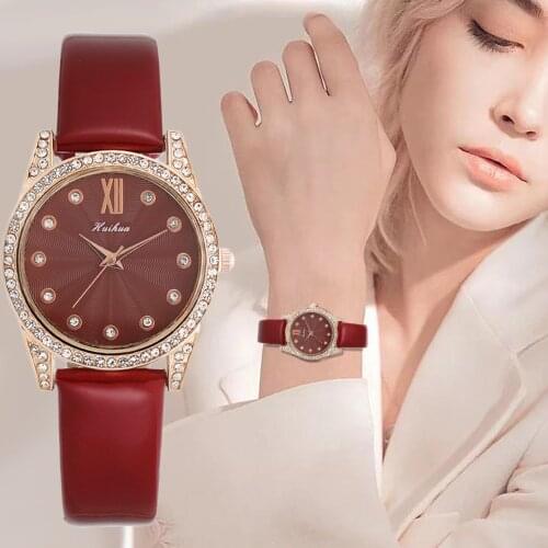 Retro Texture Diamond Dial Design Women Watches Fashion Casual Ladies Leather Wristwatches Brand Simple Female Quartz Clock