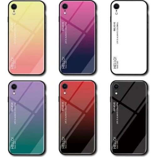 For Apple iphone XR Case Luxury Hard Tempered Glass Fashion Gradient Protective Back Cover case For iphone xr full cover shell